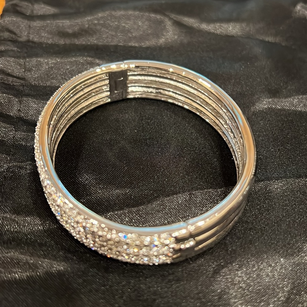 Nadri Three Row Cubic Zirconia Hinge Bangle NWT